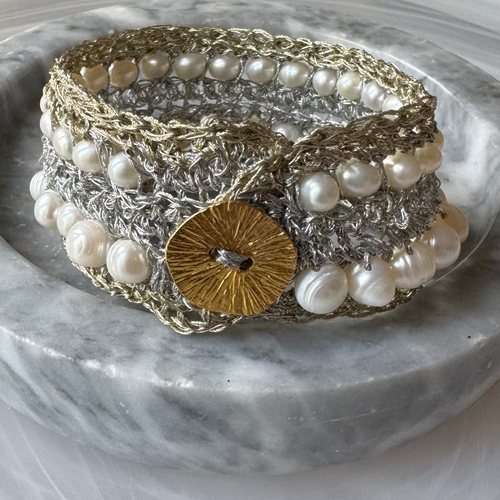 Double row crochet cuff bracelet