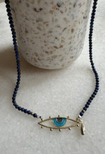 Blue lapis beads & eye necklace