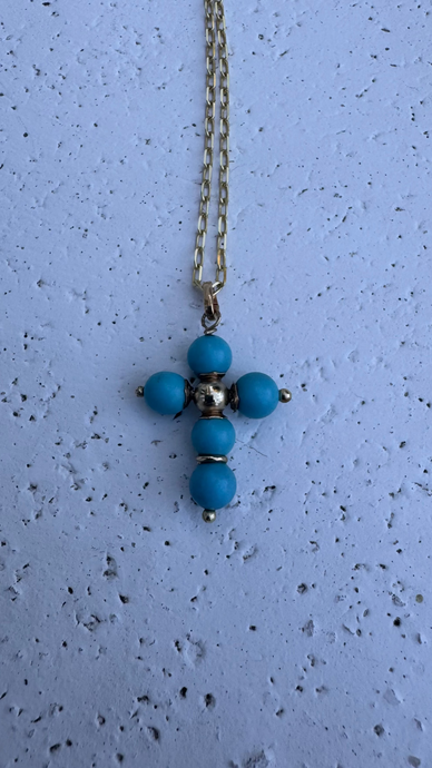 14k ‘Halandri’ turquoise gold cross