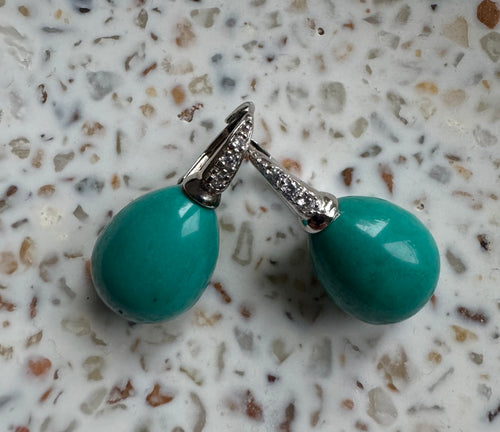 Chrysocolla vintage egg earrings