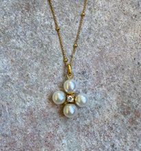 14k gold Akoya pearl cross