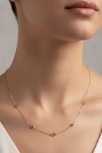 9k gold 4 emeralds and 3 clover necklace