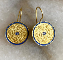 Byzantine sovereign blue and gold earrings