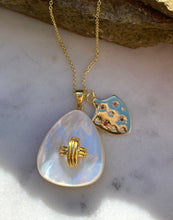 Mother of pearl & reed cross Yellow gold vermeil necklace