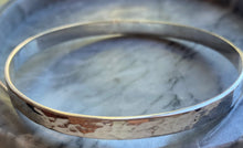Silver flat hammered bangle