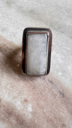 Oblong moon stone ring