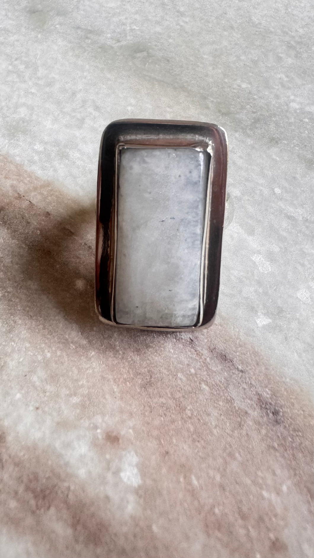 Oblong moon stone ring