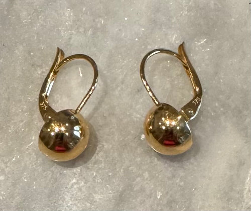 9k gold French hook ball earrings