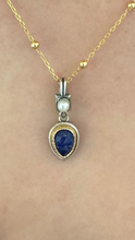 Lapis lazuli tear drop with fresh water pearl