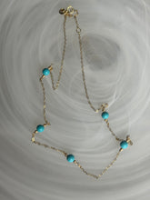 Turquoise cabochon 14k gold necklace