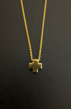 Rhea Block Cross Necklace - Yellow Gold Vermeil