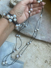 Leather and pearl necklace/bracelet