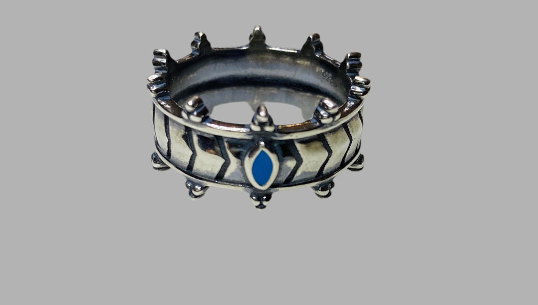 Crown Ring with marquise turquoise