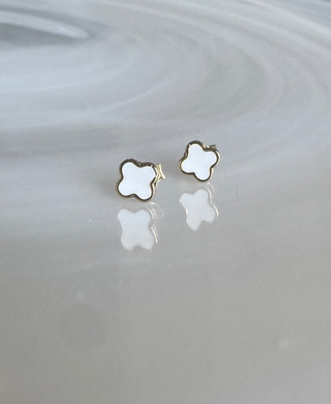 White enamel stud earrings