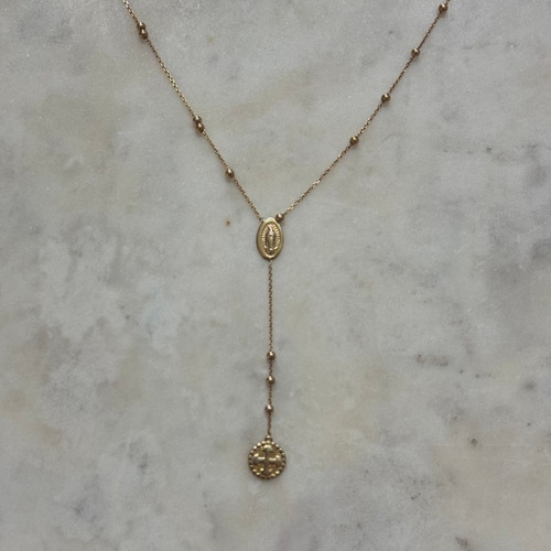 Rosary necklace 18K Yellow gold vermeil