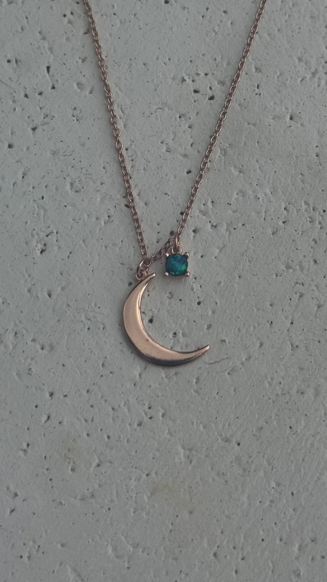 Rose gold moon with opalite bead necklace