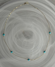 Turquoise cabochon 14k gold necklace
