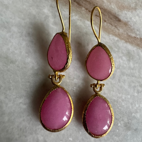 Rose quartz diplá earrings