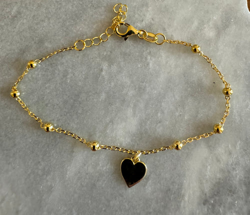 Ball chain with heart bracelet