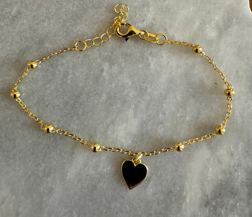 Ball chain with heart bracelet