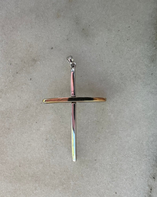 The 9k gold two tone cross pendant