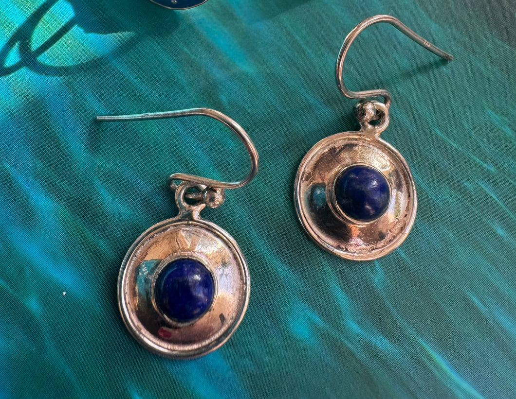 Lapis Lazuli round disk earrings