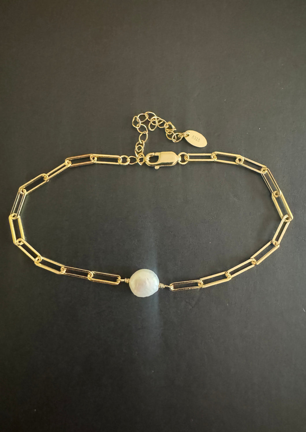 Open link with single pearl bracelet