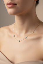 9k gold turquoise clovers and Akoya pearl necklace