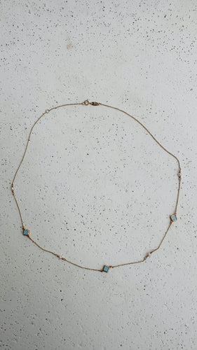 9k gold turquoise clovers and Akoya pearl necklace