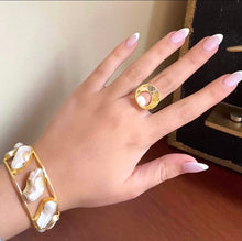 Keshi pearl cuff bracelet is