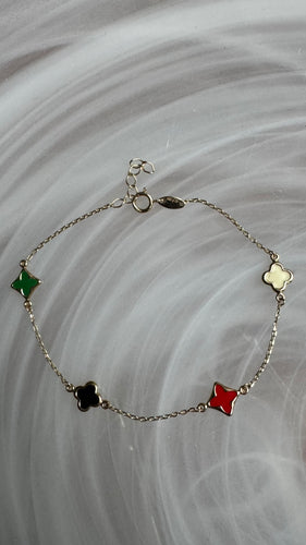 14k multi coloured cloverleaf bracelet