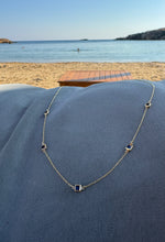 Μπλέ blue squares necklace 9k gold