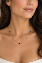 Μπλέ blue squares necklace 9k gold
