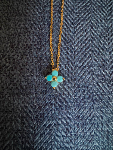 The turquoise enamel flower necklace