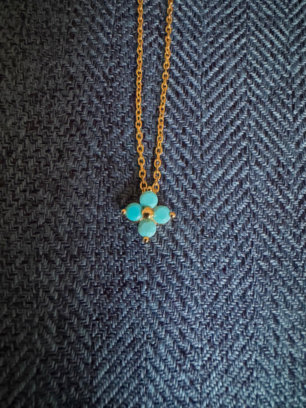 The turquoise enamel flower necklace