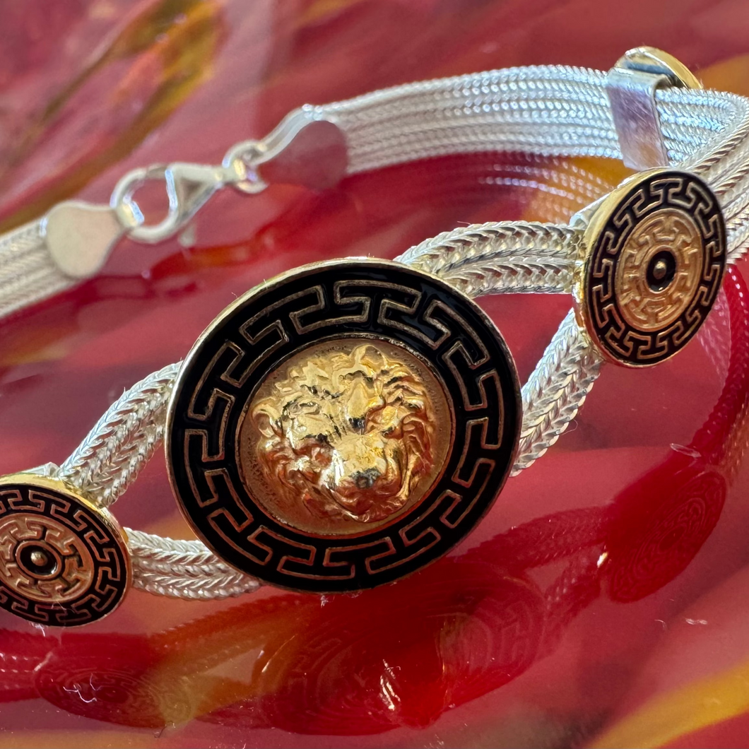 The lion and Greek key bracelet.