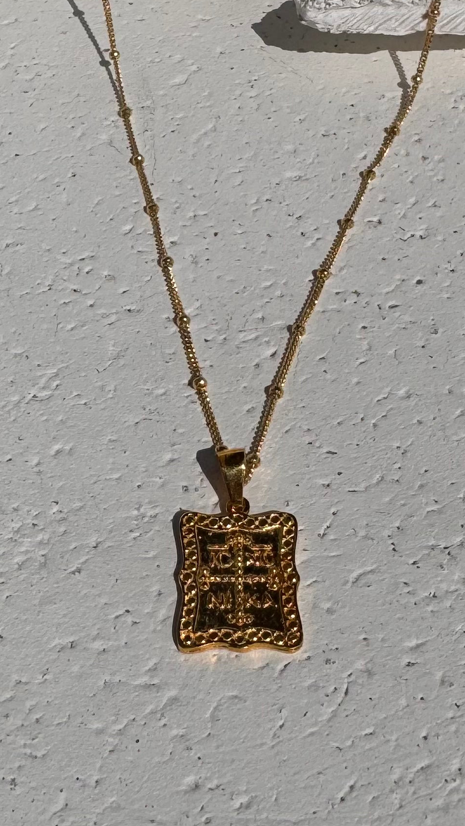 Reversible ICXC scroll necklace