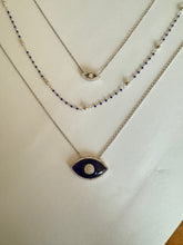 Blue enamel large eye necklace