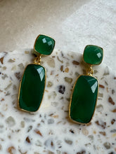 Green agate gold vermeil earrings