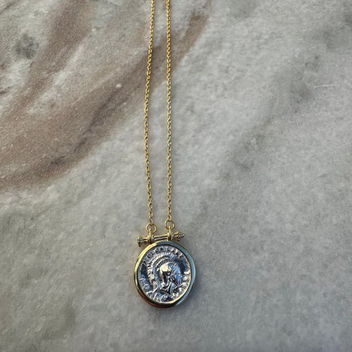 Two tone ancient coin necklace