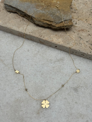9k gold four leaf clover necklace.