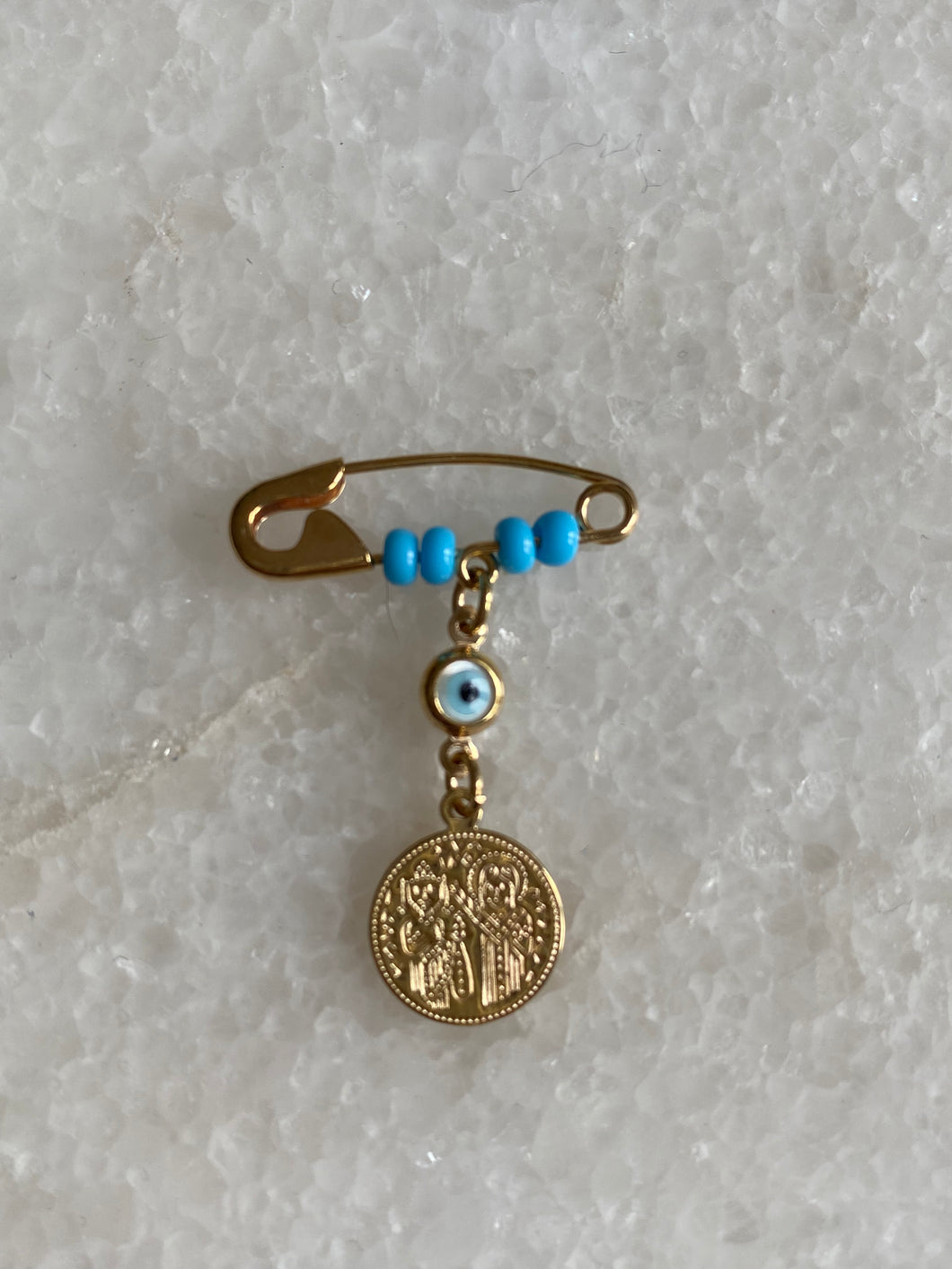 9k gold Filakto baby pin Kostantinato Aliki Jewellery