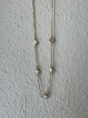 White enamel flower necklace