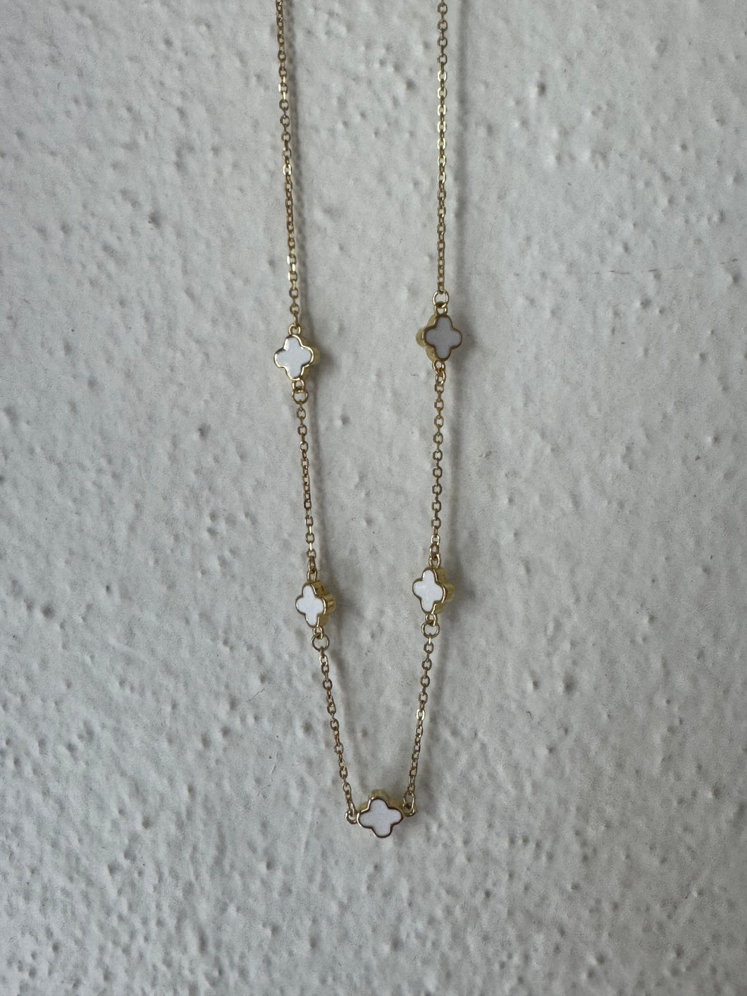 White enamel flower necklace