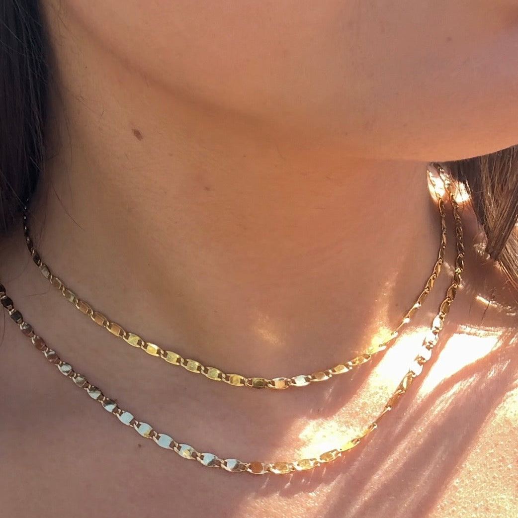 Large Theta necklace solid 14k gold
