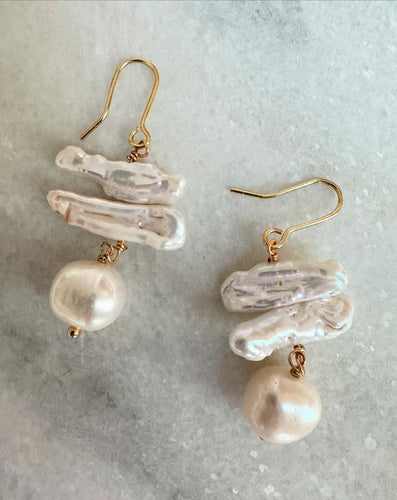 Light weight Keshi drop earrings