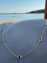 Μπλέ blue squares necklace 9k gold