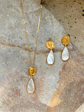 Gold coin and mother of pearl tear drops