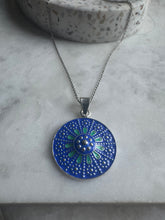 The blue and turquoise enamel necklace