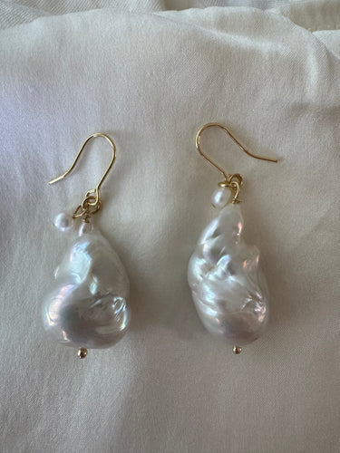 Grecian seed pearl & baroque fresh water pearl earrings